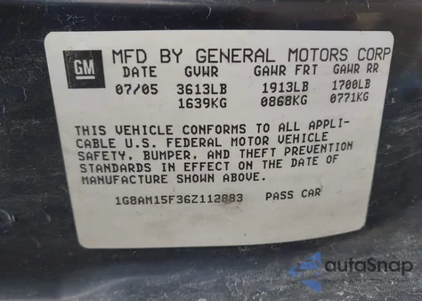 2006 Saturn Ion 2 z USA, uszkodzony, nr VIN 1G8AM15F36Z112883